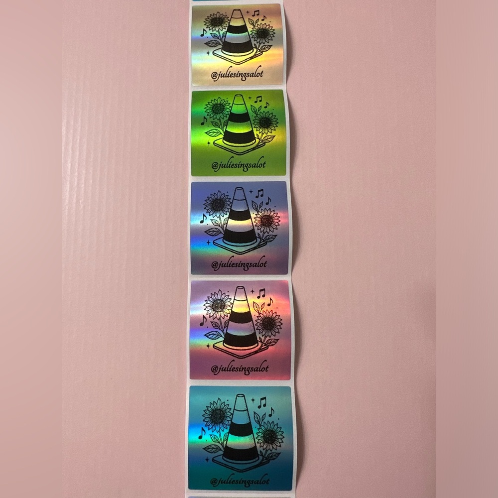 50 ct. Custom 2”x2” Holographic Multi-Color Rainbow Square Sticker Labels - Picture 2 of 5